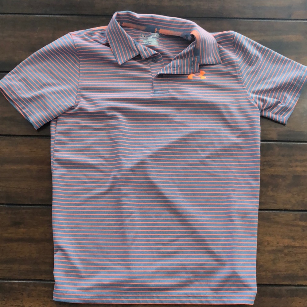 Orange and Grey Under Armour Boys Collared Shirt